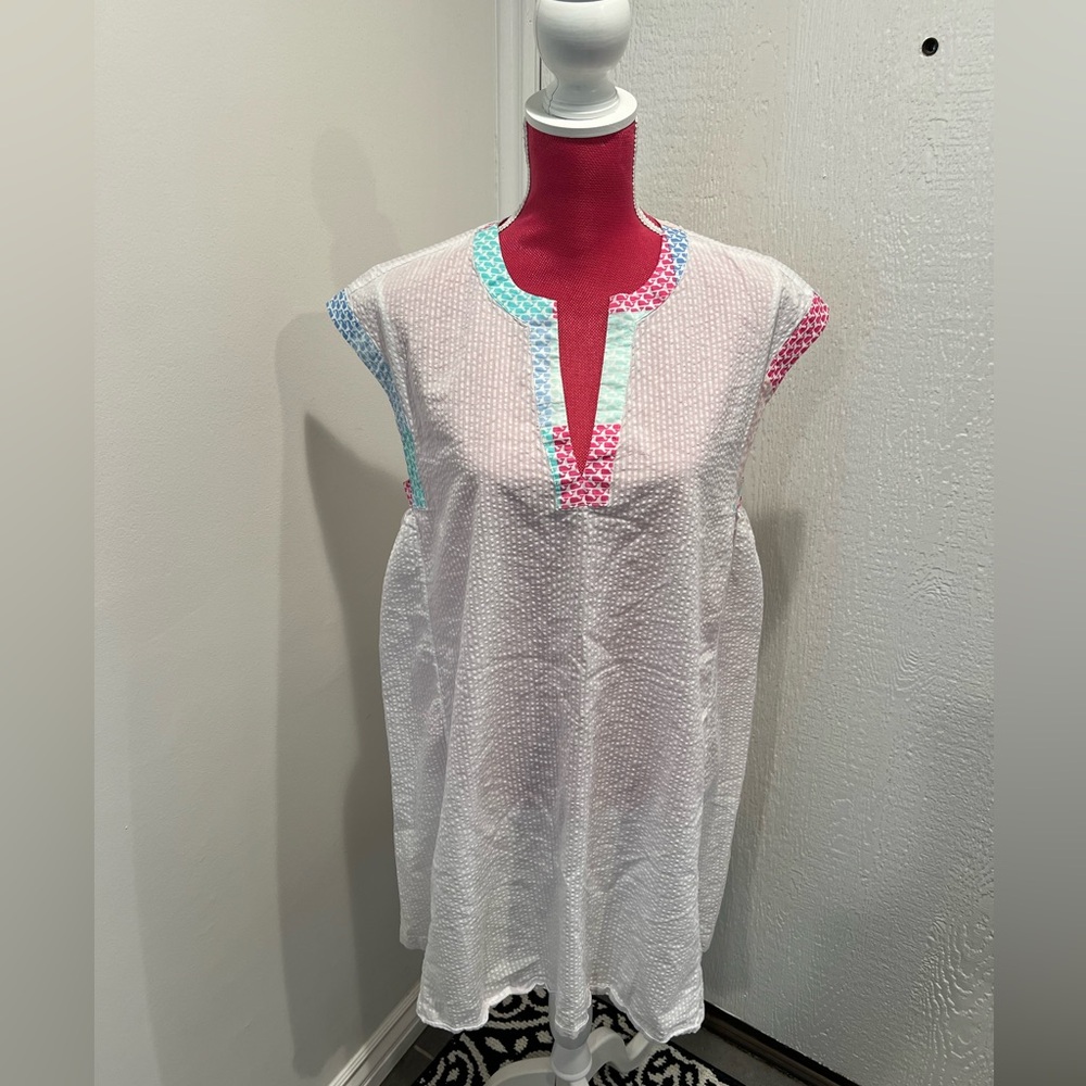 Vineyard Vines for Target White Coverup with Whale Patchwork, size L.